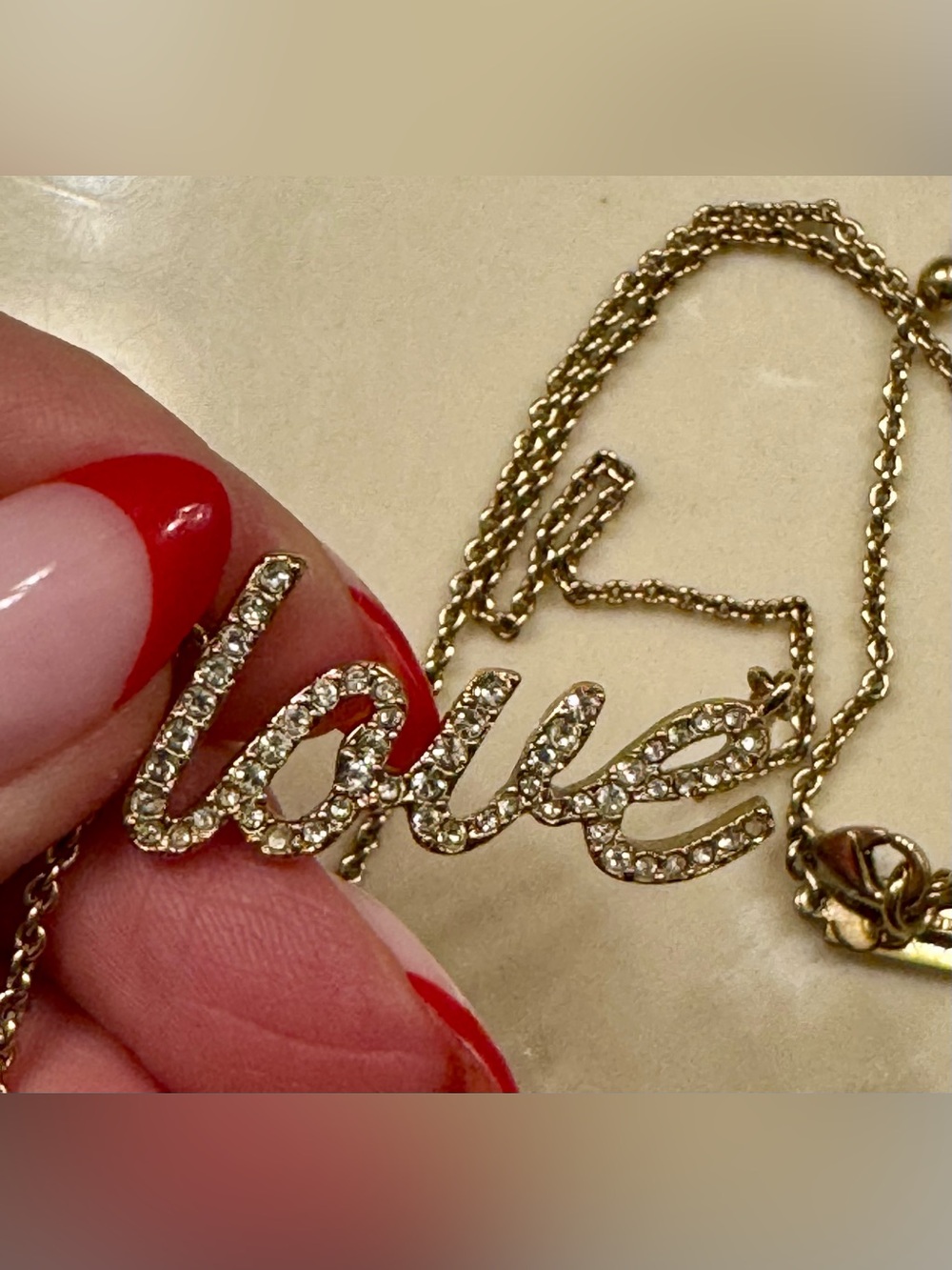 kate spade Gold Crystal 'love' Script Necklace - Picture 7 of 9